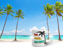 Load image into Gallery viewer, SUN, BEACH, AND COFFEE White glossy mug