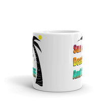 Load image into Gallery viewer, SUN, BEACH, AND COFFEE White glossy mug