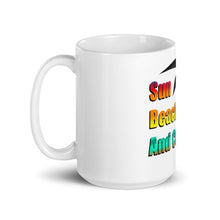 Load image into Gallery viewer, SUN, BEACH, AND COFFEE White glossy mug