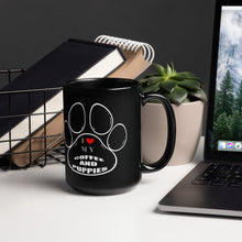 Load image into Gallery viewer, COFFEE &amp; PUPPIES NOIR Glossy Mug
